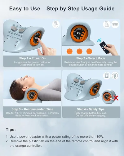 Vista 5 de Masajeador de cuello 2026 - Masajeador portátil 3 en 1 con calor, pulso y vibración, diseño ergonómico, masajeador eléctrico de cuello y hombros
