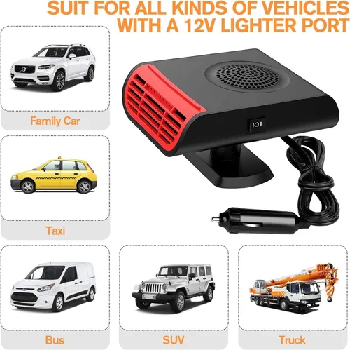 Vista 6 de Calentador portátil para automóvil de 12 V, desempañador, desempañante, calentador y descongelador, 2 en 1, función de enfriamiento de calefacción