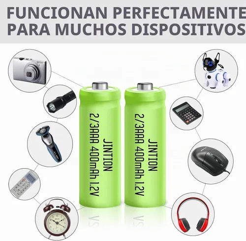 Vista 6 de JINTION Batería recargable NIMH 2/3AAA 2/3 AAA 1.2V 400mAh botón superior 5 paquetes (no son pilas de tamaño AAA)