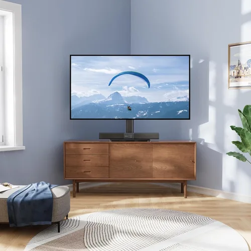 Vista 8 de PERLESMITH Patas giratorias universales para televisores LED LCD de 24 a 60 pulgadas, soporte de montaje de televisión ajustable en altura con base