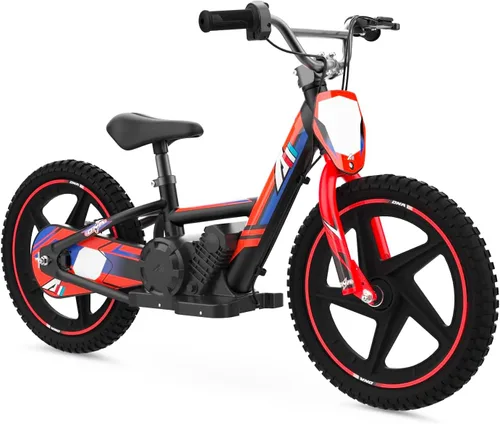 Vista 9 de Bicicleta eléctrica ligera AIII para niños, motocicleta eléctrica de 170/340W hasta 10/12MPH, batería desmontable de 24V, frenos duales operados a