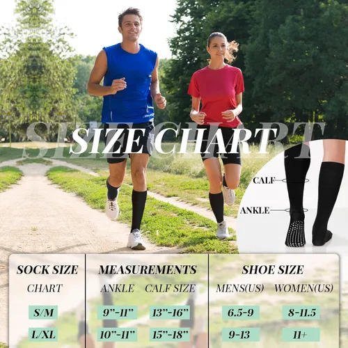 Vista 2 de Xtinmee 6 Pairs Non Slip Compression Socks Maternity Compression Socks 20-30 Mmhg Anti Skid Compression Socks Hospital Socks with Grips for Men and
