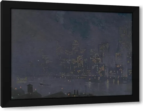 Vista 2 de ArtDirect Rascacielos en la noche (1910) - Póster artístico de museo sin marco, 10 x 8 pulgadas, listo para enmarcar, por Joseph Pennell