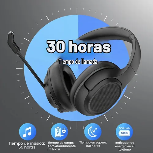 Vista 4 de EKSA Auriculares Bluetooth con micrófono y dongle USB, 30 horas de tiempo de conversación y rango de 33 pies, micrófono con cancelación de ruido