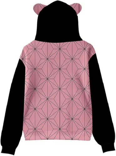 Vista 2 de Disfraz de Demon Slayer Kamado Tanjiro con capucha para niños Nezuko Cosplay niños