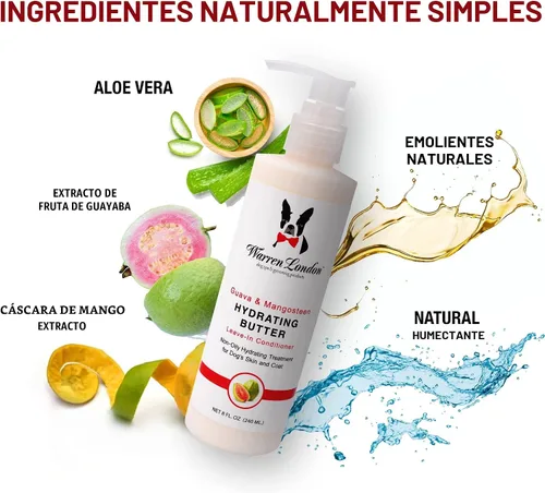 Vista 7 de Warren London Mantequilla Hidratante Acondicionador Sin Enjuague para Mascotas para Perros Loción para Piel y Pelaje Acondicionador de Aloe
