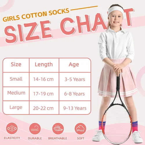 Vista 5 de WEVIAS Calcetines deportivos de algodón para niños y niñas, suaves, transpirables, 6 pares
