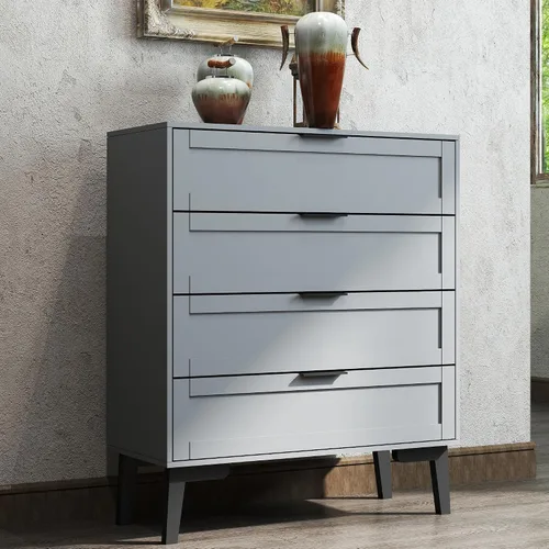 Vista 10 de TaoHFE Cómoda negra de 4 cajones para dormitorio, cómoda de lencería de madera para dormitorio, moderna cómoda negra de 36 pulgadas de alto
