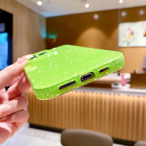 Vista 7 de OWLSTAR Bonita funda con purpurina para iPhone 12 Pro de 6.1 pulgadas, funda protectora delgada y brillante para mujeres y niñas (verde brillante)
