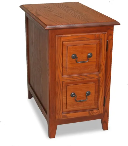 Vista 10 de Leick Home Laurent 10537 - Mesa auxiliar con lámpara, madera maciza, con cajón y estante, cereza chocolate