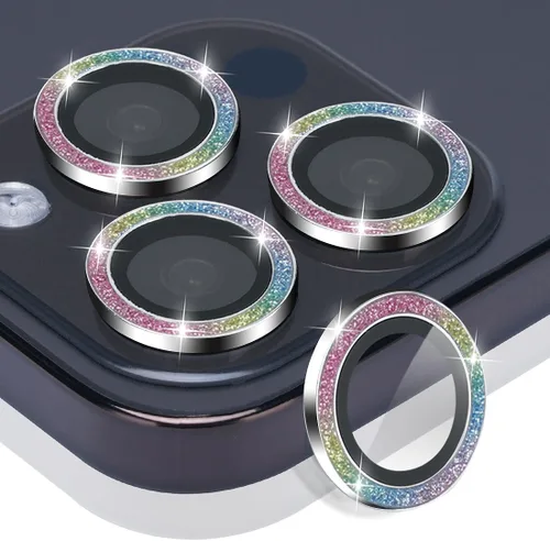 Vista 16 de Protector de lente de cámara para iPhone 15 Pro Max, protector de lente de vidrio templado con anillo de aleación de aluminio, compatible con iPhone