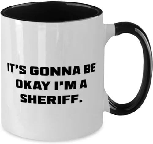 Vista 2 de Beautiful Sheriff Gifts, It's Gonna Be Okay I'm a Sheriff, Funny Birthday Two Tone 11oz Mug Gifts For Men Women From Coworkers, Love, Law