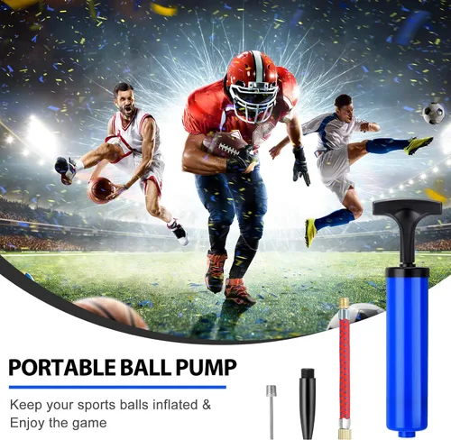 Vista 5 de Jerify Kit de bomba de bola de 8 pulgadas, bomba de aire portátil de pelota deportiva para fútbol con manguera de extensión de aguja, inflador