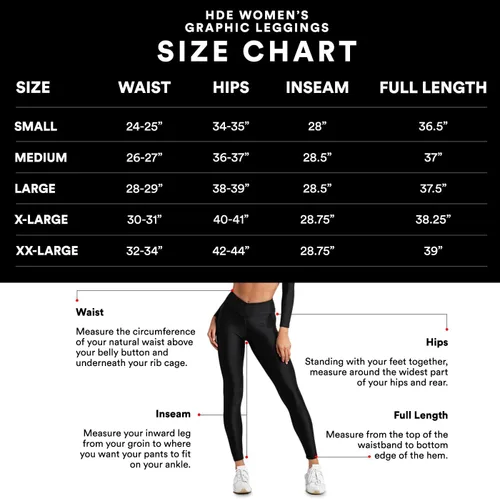Vista 3 de HDE Leggings de entrenamiento con diseño de moda. Divertidos estampados impresos con gráficos de moda
