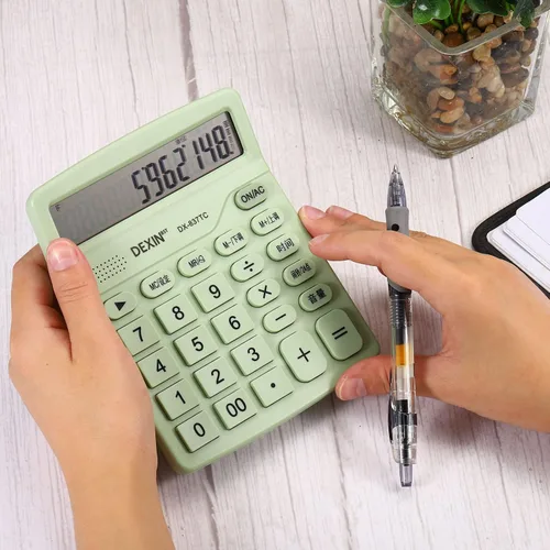 Vista 7 de PATIKIL Calculadora de escritorio, calculadora de pantalla LCD grande de 12 dígitos, calculadora de escritorio con pilas, calculadora básica