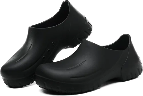 Vista 5 de Zapatos de chef antideslizantes para hombres y mujeres, impermeables, resistentes al aceite, cómodos zuecos antideslizantes para enfermería, cocina