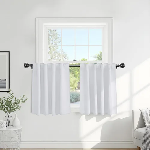 Vista 47 de PONY DANCE Cortinas cortas con aislamiento térmico para ventana pequeña, para guardería, baño, cocina, lavandería, caravana, sótano, 29 pulgadas