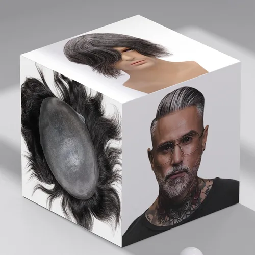 Vista 20 de toupee tupé para hombres 0.002 in ultra suave, transparente, piel fina, toda línea capilar natural con bucle en V para hombre, pelucas de sistemas