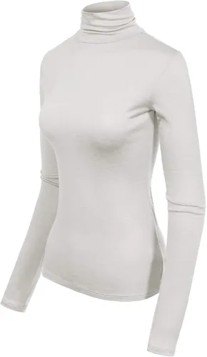 Vista 38 de MixMatchy Camisetas de manga larga delgadas y ligeras para mujer, cuello alto, capa base, camisetas activas