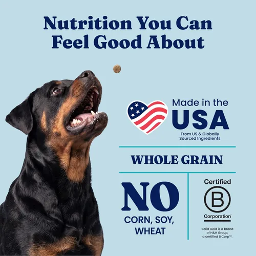 Vista 5 de Solid Gold, Hund-N-Flocken, alimento seco para perros con cordero, arroz y aceite de pescado Omega 3 para perros, probióticos, 24 libras Alimento