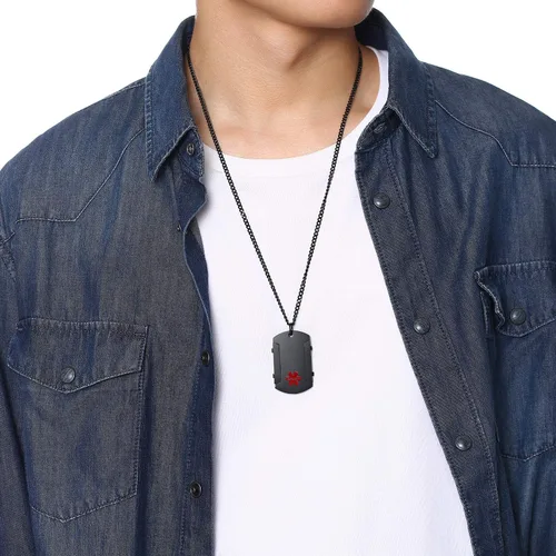 Vista 115 de VNOX Collar con colgante personalizado de acero inoxidable con grabado personalizado para identificación de alerta médica de emergencia para hombres