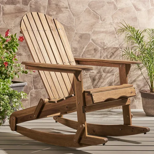 Vista 5 de Christopher Knight Home Malibu - Mecedora Adirondack de madera de acacia para exteriores, teñida natural