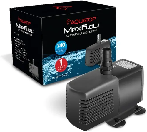 Vista 5 de Aquatop Bomba sumergible para acuario MaxFlow de 95 GPH de flujo ajustable, para peceras, sumideros y estatuas, SWP-230
