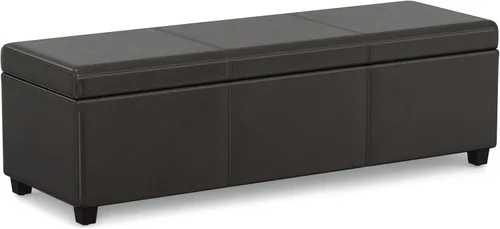 Vista 15 de SIMPLIHOME Avalon - Banco contemporáneo tipo otomana rectangular con almacenamiento extragrande de 54 pulgadas de ancho, de pelo sintético de Gris
