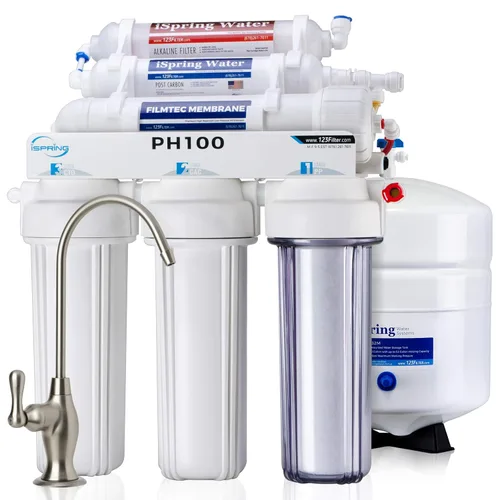 Vista 9 de iSpring RO100 Sistema de filtrado de agua potable de 5 etapas por ósmosis inversa bajo el fregadero de alta capacidad 100 GPD, flujo rápido