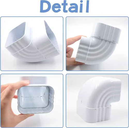 Vista 3 de Desviador de tubería de agua de lluvia de 2 x 3 pulgadas, adaptador de bajantes de aluminio, codo, esquina, reutilizable, conexión de montaje