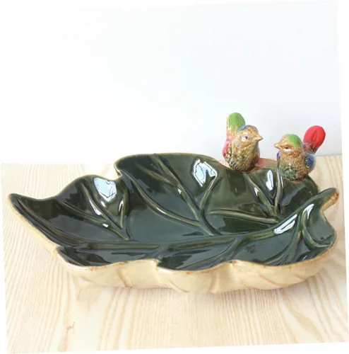 Vista 6 de Mikinona Fruit Tray Ring Display Holder Dessert Platter Ceramic Ring Holder Porcelain Vanity Tray Towel Tray Holiday Dinner Plate Lotus Leaf