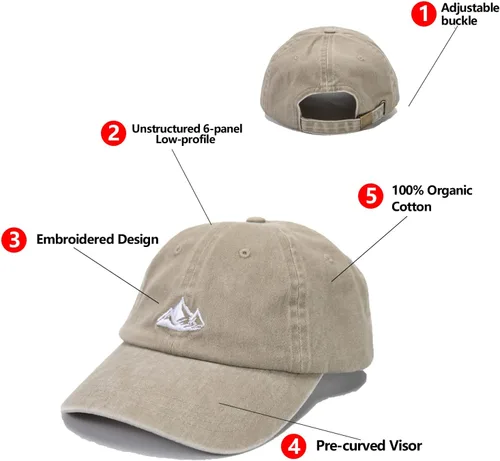 Vista 5 de Gorra de béisbol unisex para papá, diseño de algodón suave lavado, sin estructura, para exteriores, para montaña