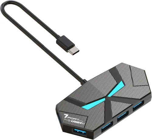 Vista 7 de Hub USB 3.0, concentrador USB de 4 puertos, divisor USB, extensor USB con puerto de alimentación para laptop, PC, Xbox, Gamepad, unidad flash, disco