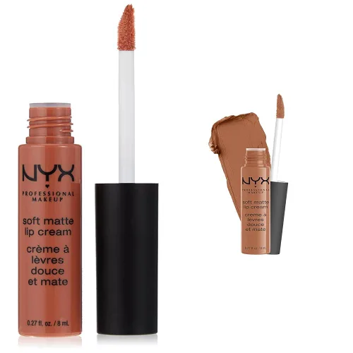 Vista 8 de NYX PROFESSIONAL MAKEUP - Crema labial mate y suave, lápiz labial líquido ligero, Abu Dhabi (rosa profundo-beige)