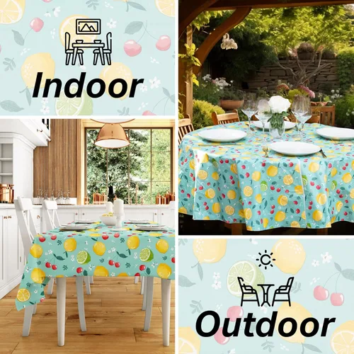 Vista 6 de EVERYDAY LUXURIES Mantel ovalado impermeable de 52 x 70 pulgadas, resistente a las manchas y a las arrugas, decorativo de vinilo de calibre 3.6