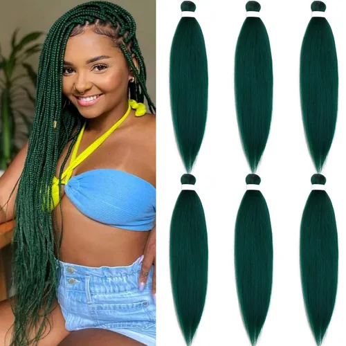 Vista 26 de Pelo trenzado corto 1B negro preestirado Extensiones de pelo trenzado para niños para trenzas de caja sin nudos, pelo trenzado preestirado de 16