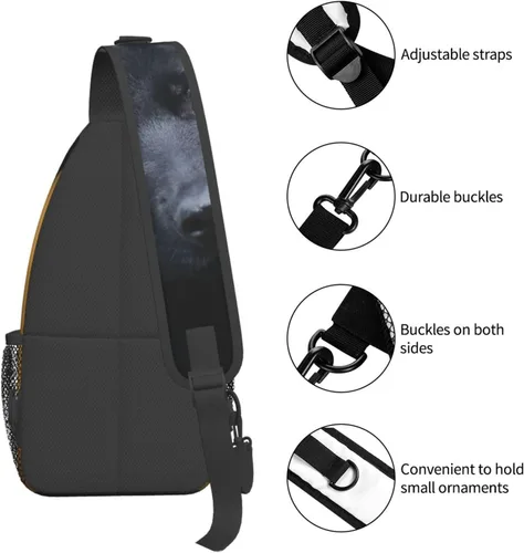 Vista 5 de Bolso cruzado de piña dorada, bolsa de hombro, mochila de senderismo al aire libre, adecuada para hombres y mujeres, Perro pastor alemán negro