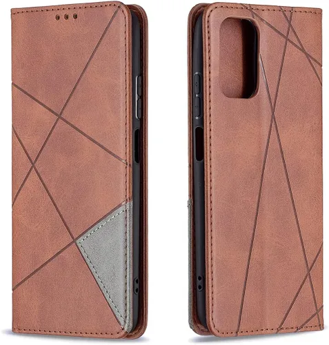 Vista 10 de Funda con tapa para Xiaomi Redmi Note 10 4G/Note 10S, patrón de rombos de cuero de primera calidad, función atril, cierre magnético, color negro