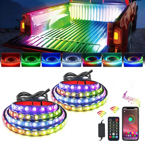 Vista 13 de Nilight - TL-31 Kit de tira de luz RGB de 60 pulgadas para caja de camión, 180 LED, control remoto RF con interruptor de encendido y apagado