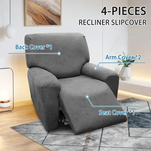 Vista 34 de Fundas para Sillón de 2 Piezas con Cojín en T, Fundas de Aspecto de Cuero para Sofá, Fundas para Sillas, Protector de Muebles Elástico, Funda
