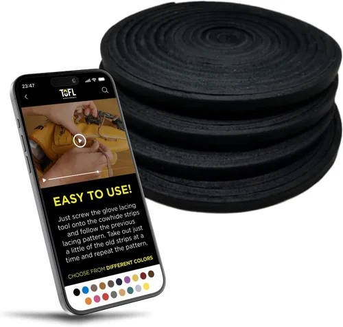 Vista 9 de TOFL Kit de Cordones para Guante de Béisbol Cordones de Cuero para Reparación de Guantes de Béisbol y Sóftbol - Tiras de 72 Pulgadas de Largo