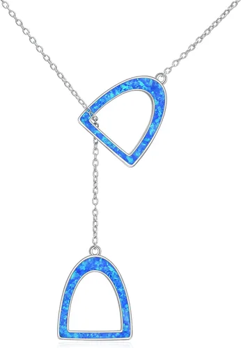 Vista 10 de YFN Collar Lariat con estribos de caballo dobles de plata de ley 925, regalo para mujeres Un collar de caballo