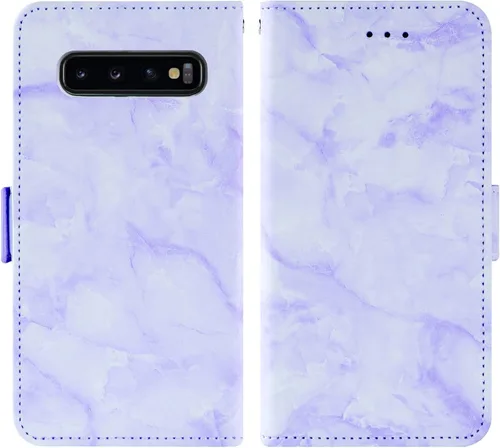 Vista 5 de Asuwish Compatible con Samsung Galaxy S10 y protector de pantalla de vidrio templado, accesorios para tarjetero, soporte para celular, billetera