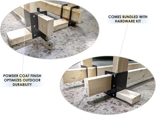 Vista 6 de c2M - Kit de soporte de almacenamiento de troncos de leña para exteriores ajustable de ancho y profundidad, resistente y montaje rápido, fabricado