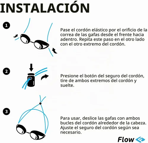 Vista 5 de Kit de correa para gafas Flow (paquete de 2) - Correas elásticas de repuesto para gafas de natación