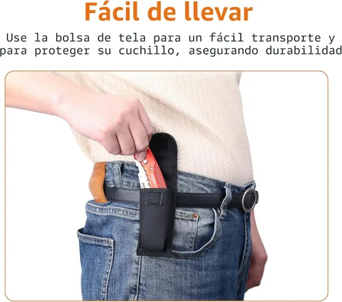 Vista 5 de Amazon Basics Cuchillo utilitario plegable, cuerpo de aluminio ligero, rojo