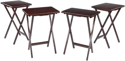 Vista 4 de Pemberly Row Mesa rectangular de madera maciza de transición para TV en nogal (juego de 4)