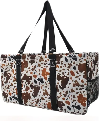 Vista 49 de NGIL Bolsa de comestibles reutilizable extra grande plegable de gran tamaño para comestibles, almacenamiento, picnic, playa, Estampado de vaca
