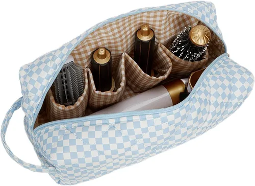 Vista 9 de Bolsa de viaje con asa acolchada con estampado de leopardo compatible con Dyson Airwrap, estuche de viaje para organizador Shark Flexstyle
