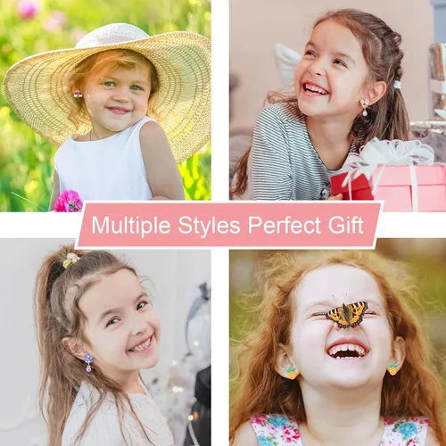 Vista 7 de Kids Clip On Earrings for Girls 2532 Pairs Hypoallergenic Clips Earrings for Girls Toy Earrings Princess Play Jewelry Party Favor